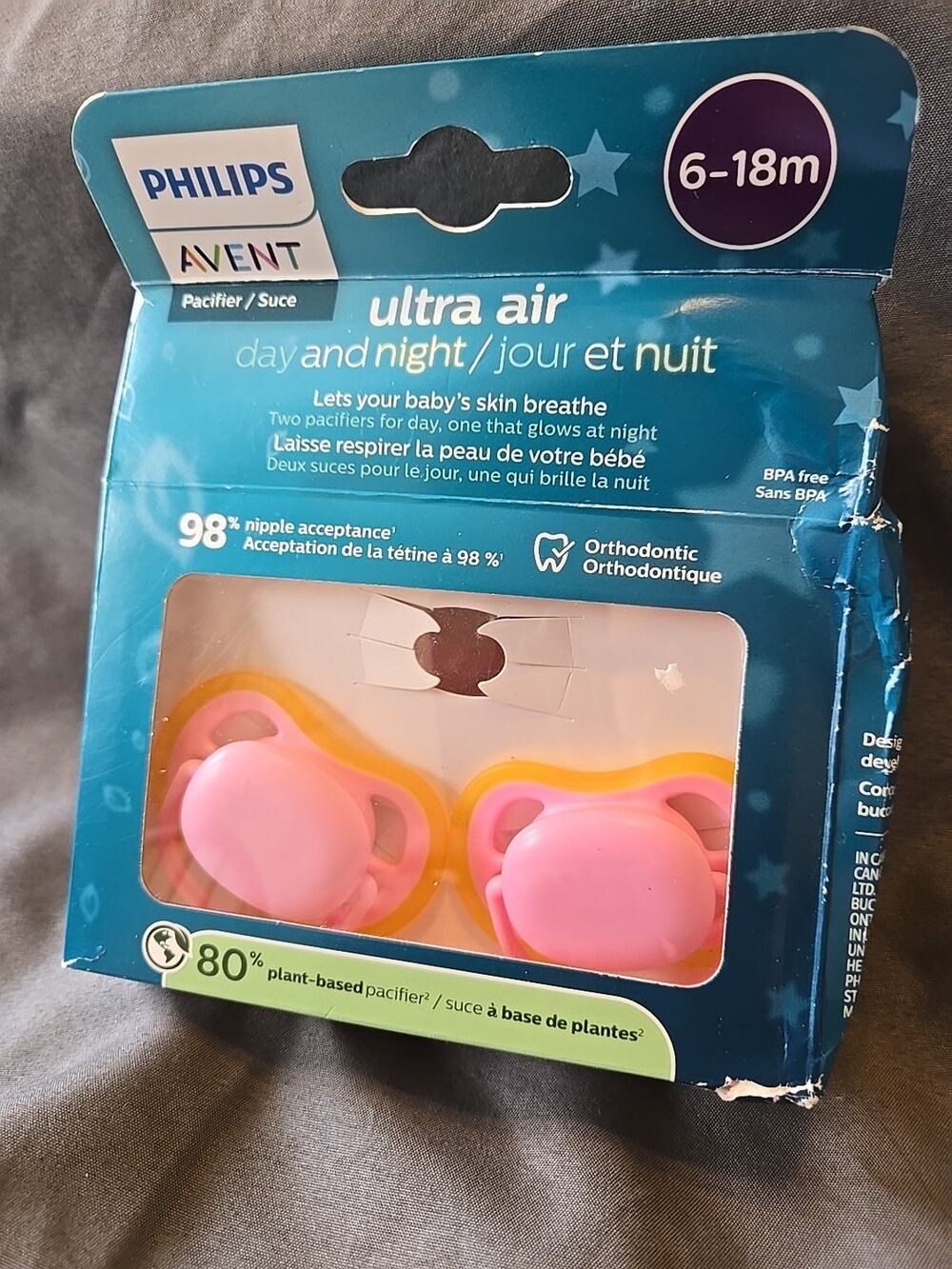 Philips Avent Ultra Air Day Time Pacifier 6-18m - Pink - 2 of 3 Left Never Used